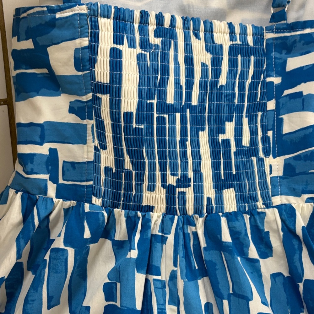 Nine West Blue and White Watercolor Pattern Midi Dress - NWT, sz Small - Picture 4 of 7